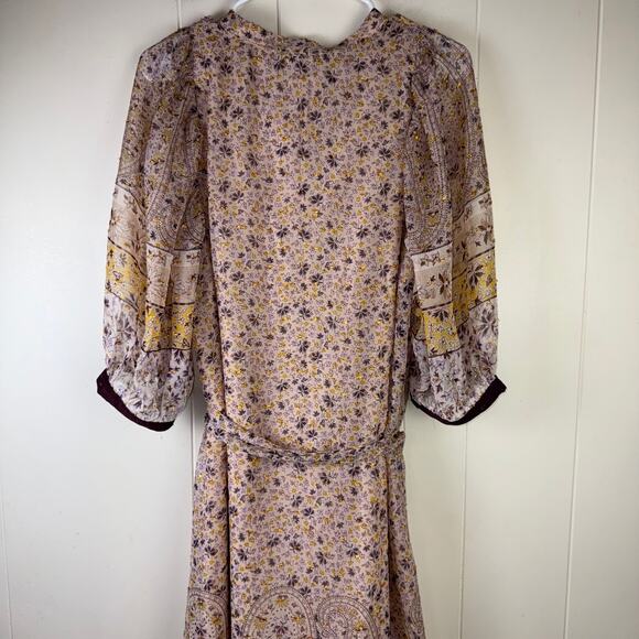ANN TAYLOR Sz Large Women’s Gold details Sleeve Midi Dress - Picture 10 of 13